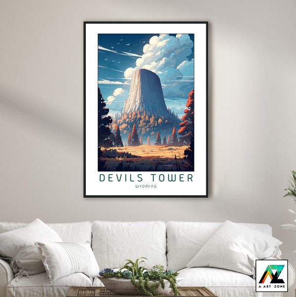 Nature's Monument Retreat: Devils Tower Crook County Wyoming Framed Wall Art