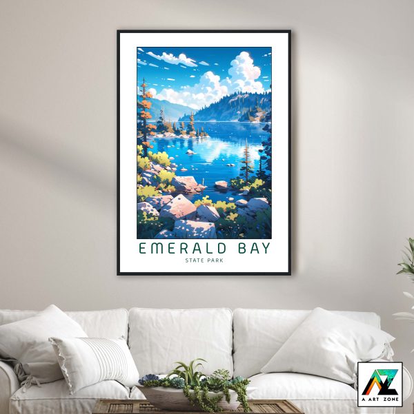 American Lakeside Escape: Framed Wall Art of Emerald Bay State Park South Lake Tahoe