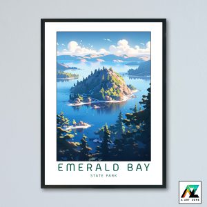 Emerald Bay State Park Sunny Day Wall Art South Lake Tahoe California USA - State Park Lake Scenery Artwork