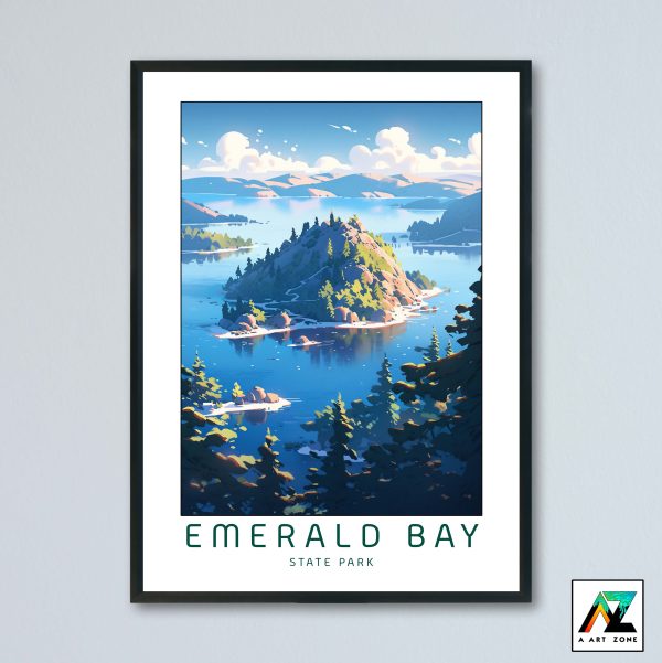 Emerald Bay State Park Sunny Day Wall Art South Lake Tahoe California USA - State Park Lake Scenery Artwork
