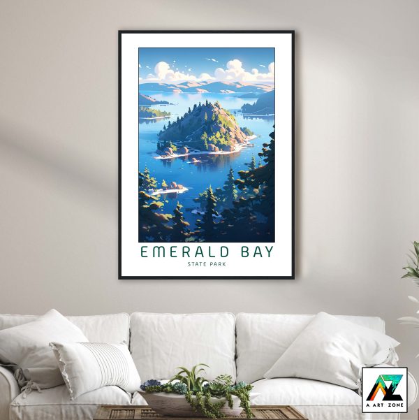 Sunny Tranquility: Emerald Bay State Park South Lake Tahoe Framed Wall Art