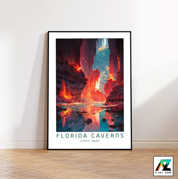 American Cave Escape: Framed Wall Art of Florida Caverns State Park Marianna