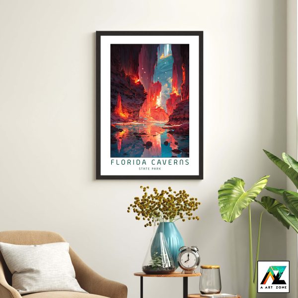 Cave Explorer's Tranquility: Florida Caverns State Park Framed Wall Art in Marianna, Florida