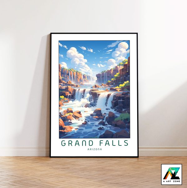 Cascading Tranquility: Grand Falls Flagstaff Framed Wall Art in Arizona